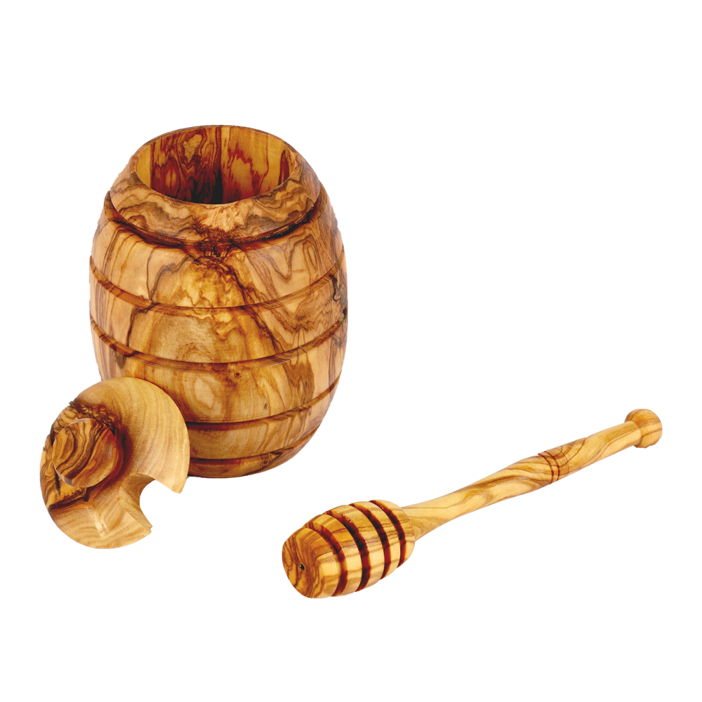 Olive wood Honey Jar & Spoon Set