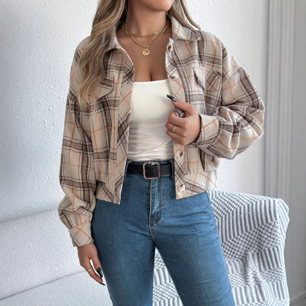 Plaid Long Sleeve Jacket for Fall & Winter