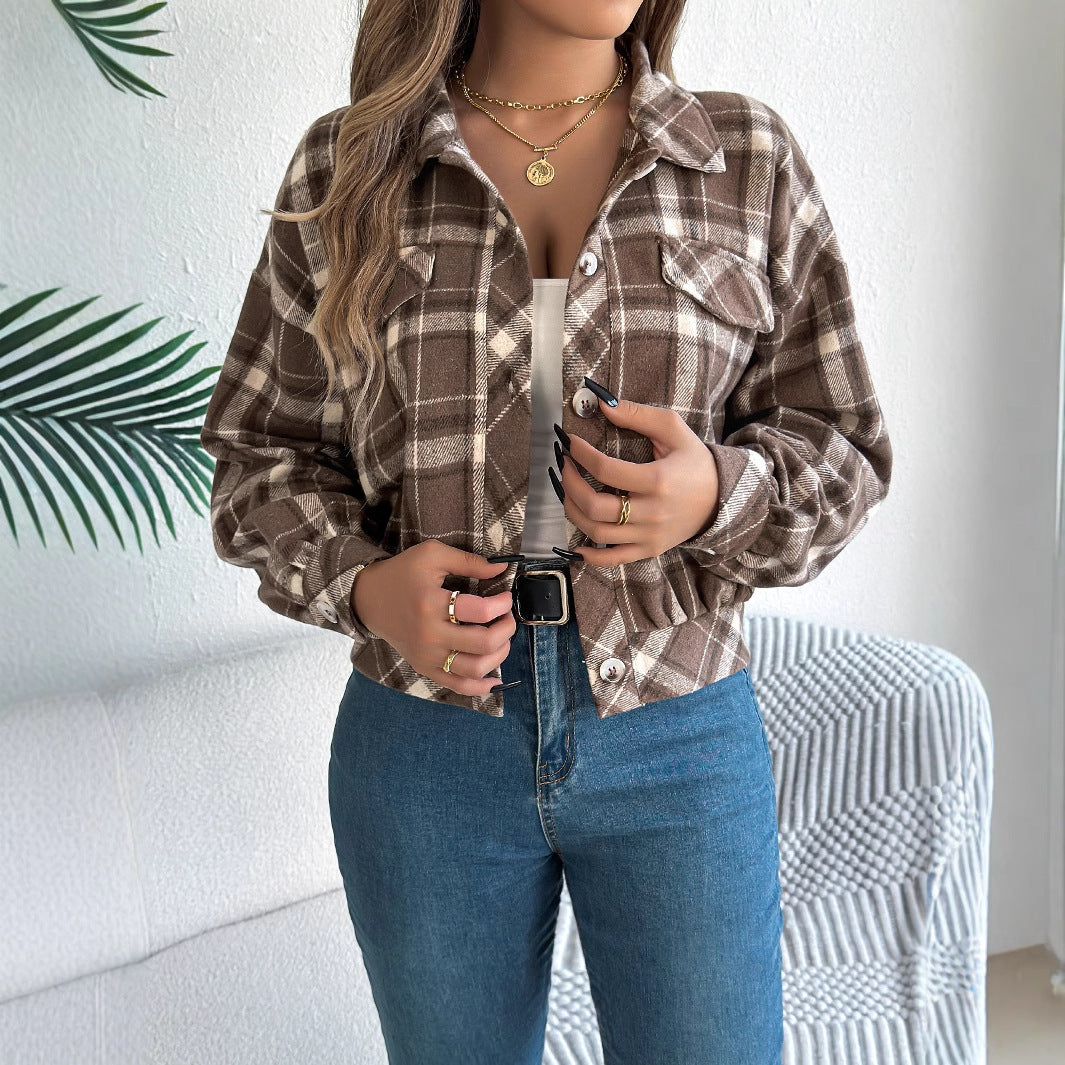 Plaid Long Sleeve Jacket for Fall & Winter