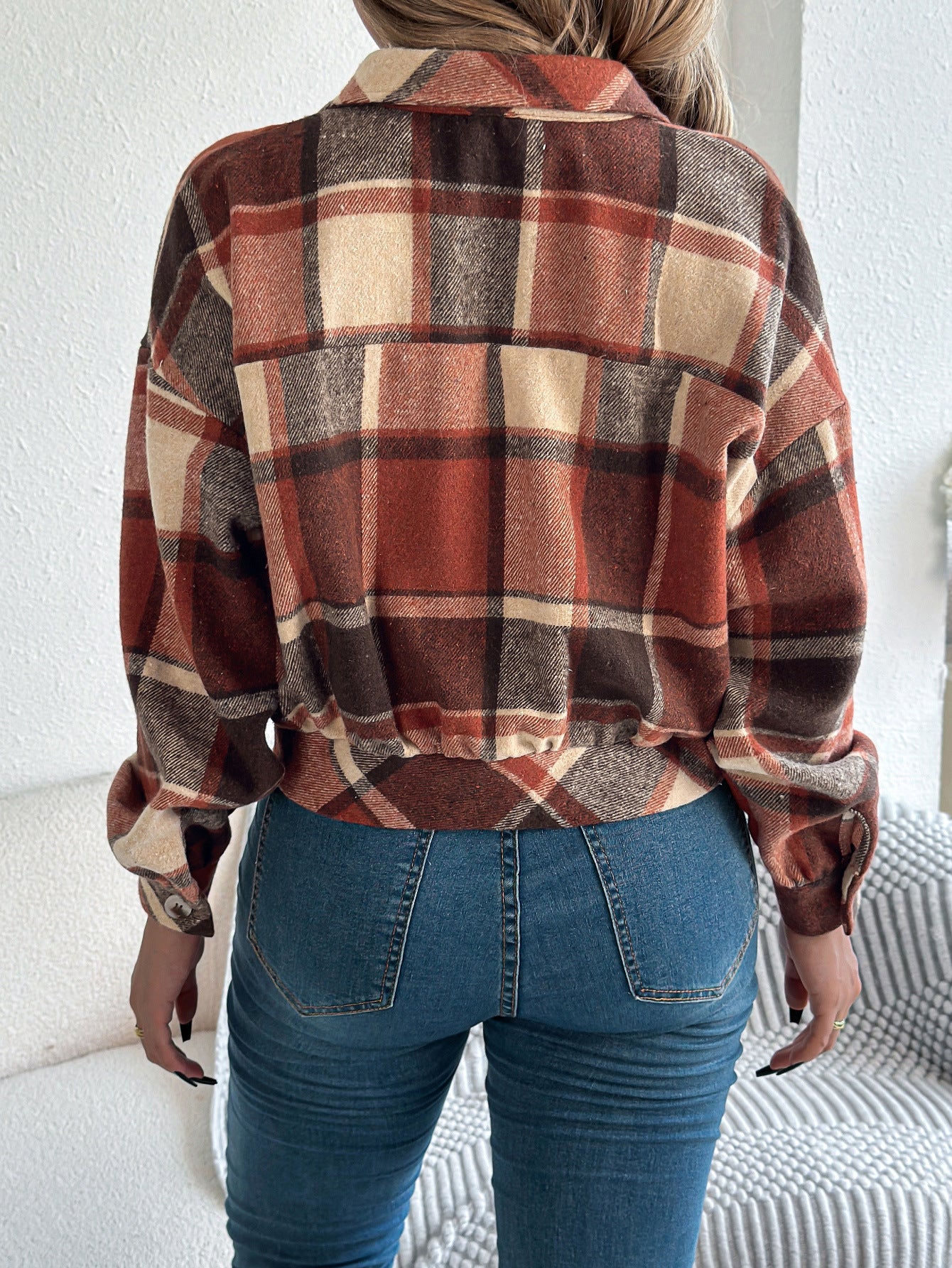 Plaid Long Sleeve Jacket for Fall & Winter