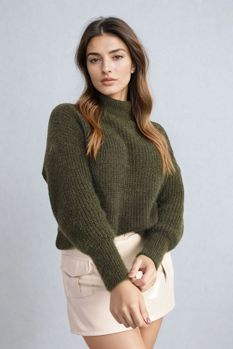 Buttons Long Sleeves Chunky Knit Top